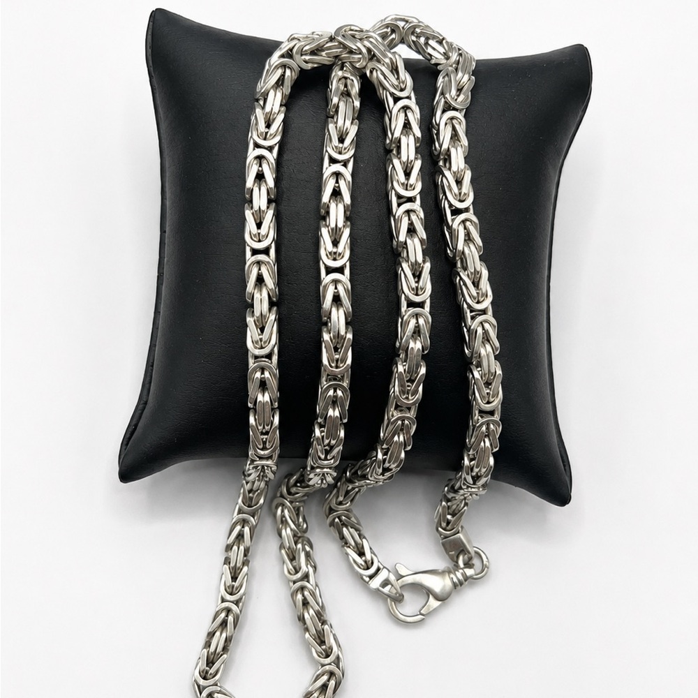 925 Sterling Silver Byzantine Men's Chain Necklace Size 24”